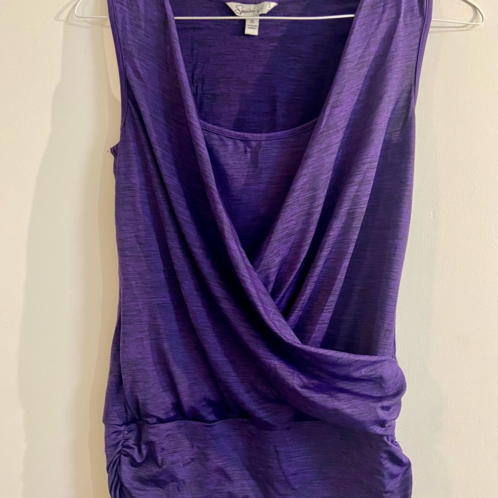 Speechless Purple Asymmetrical Ruched Tank Top